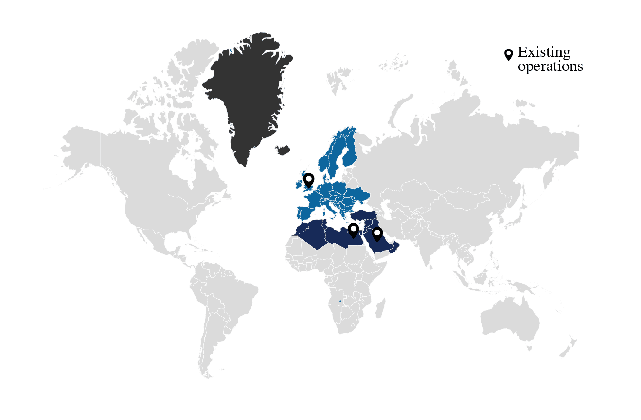 World map showing Valmore locations